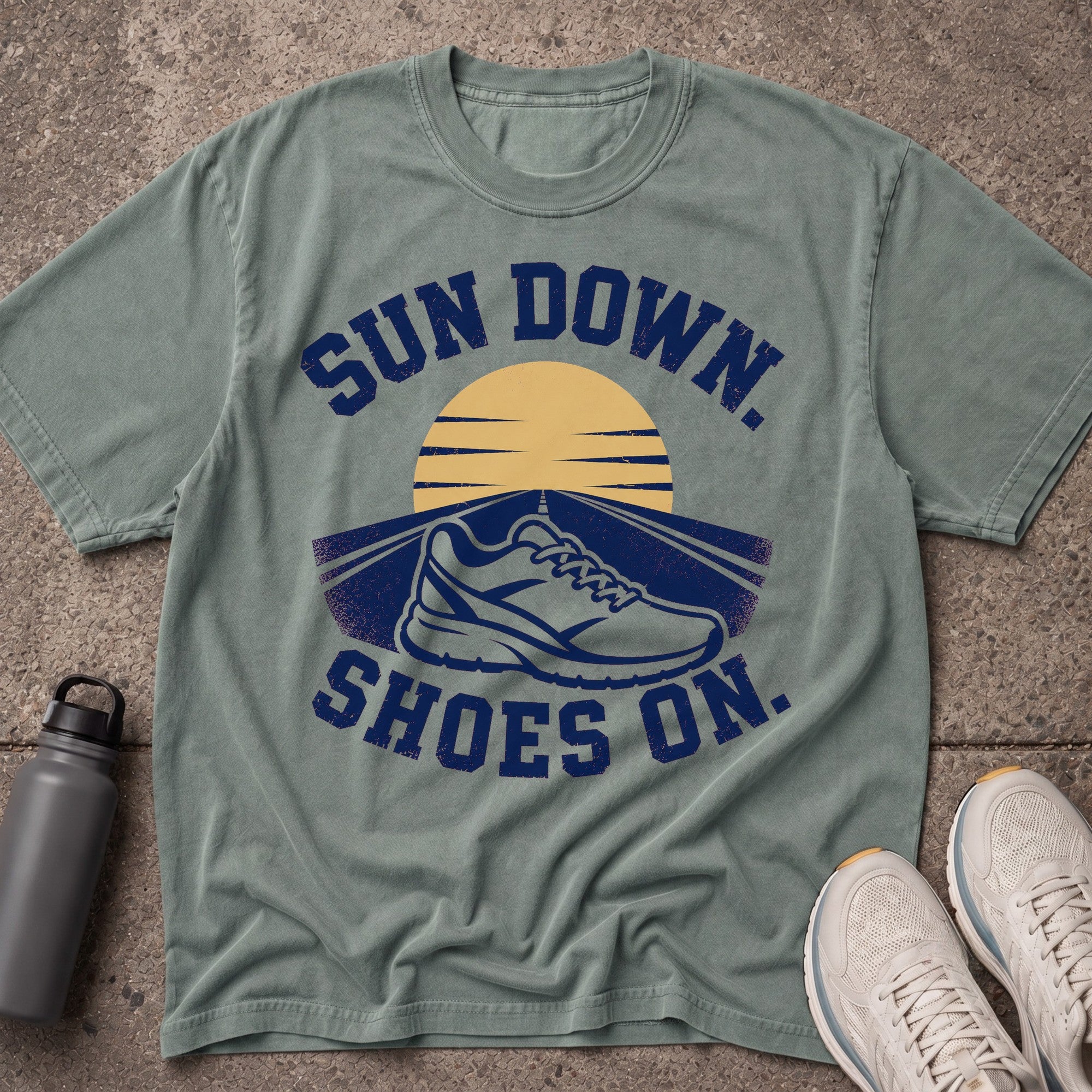 Sun Down Shoes On T-Shirt