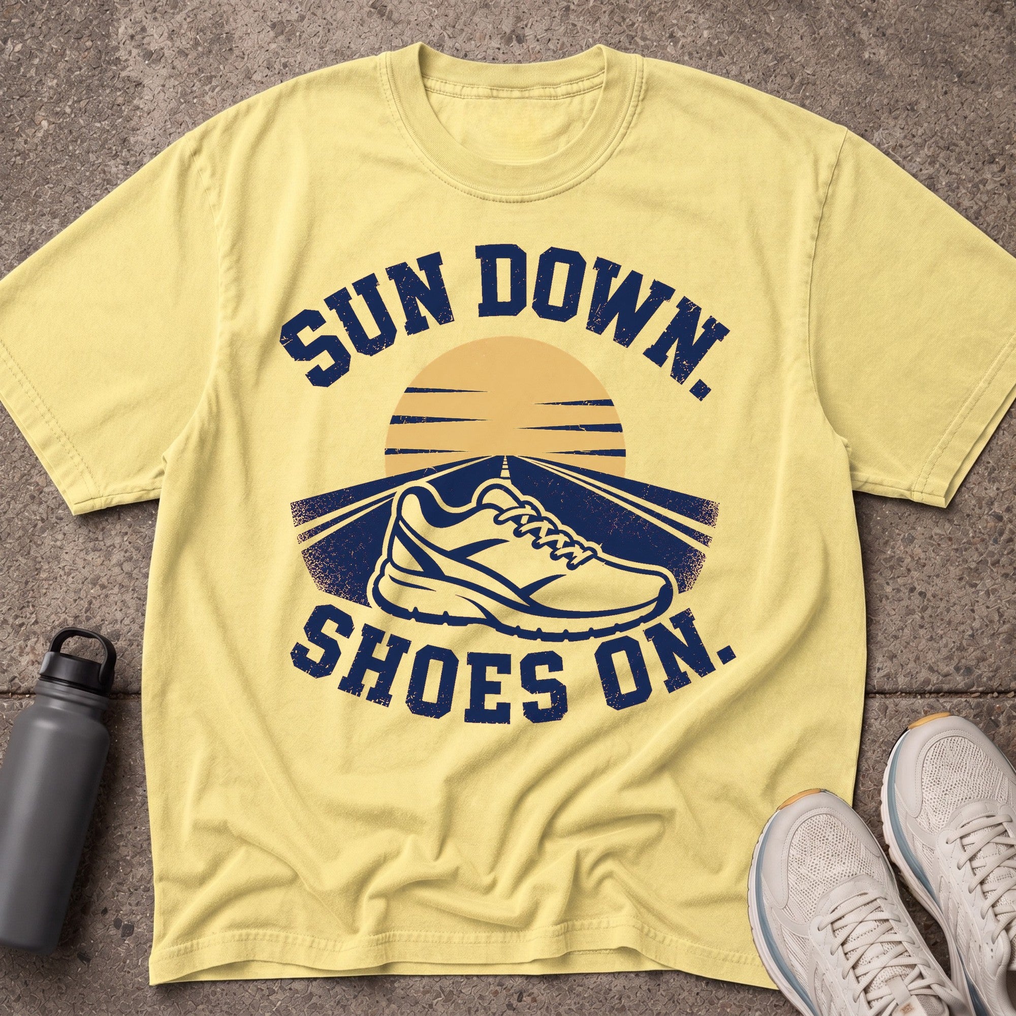 Sun Down Shoes On T-Shirt