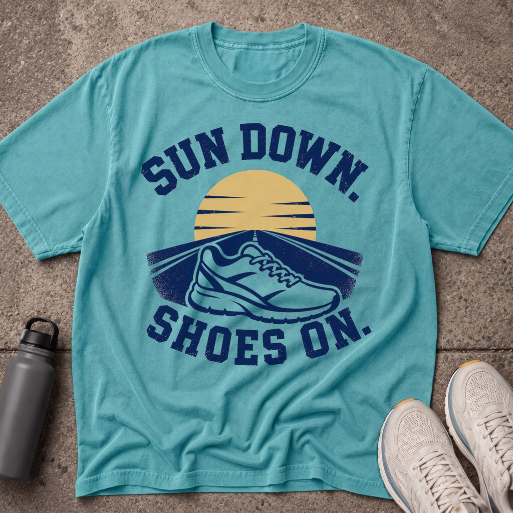 Sun Down Shoes On T-Shirt
