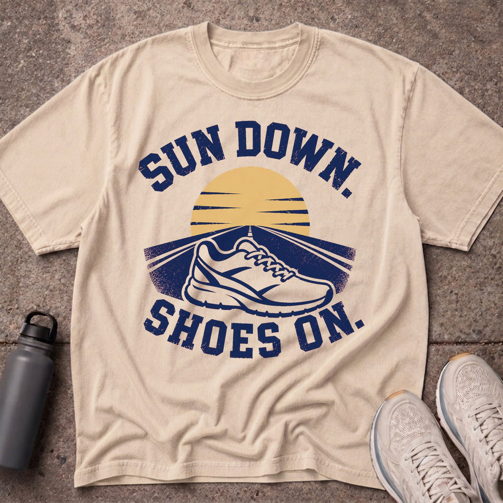 Sun Down Shoes On T-Shirt