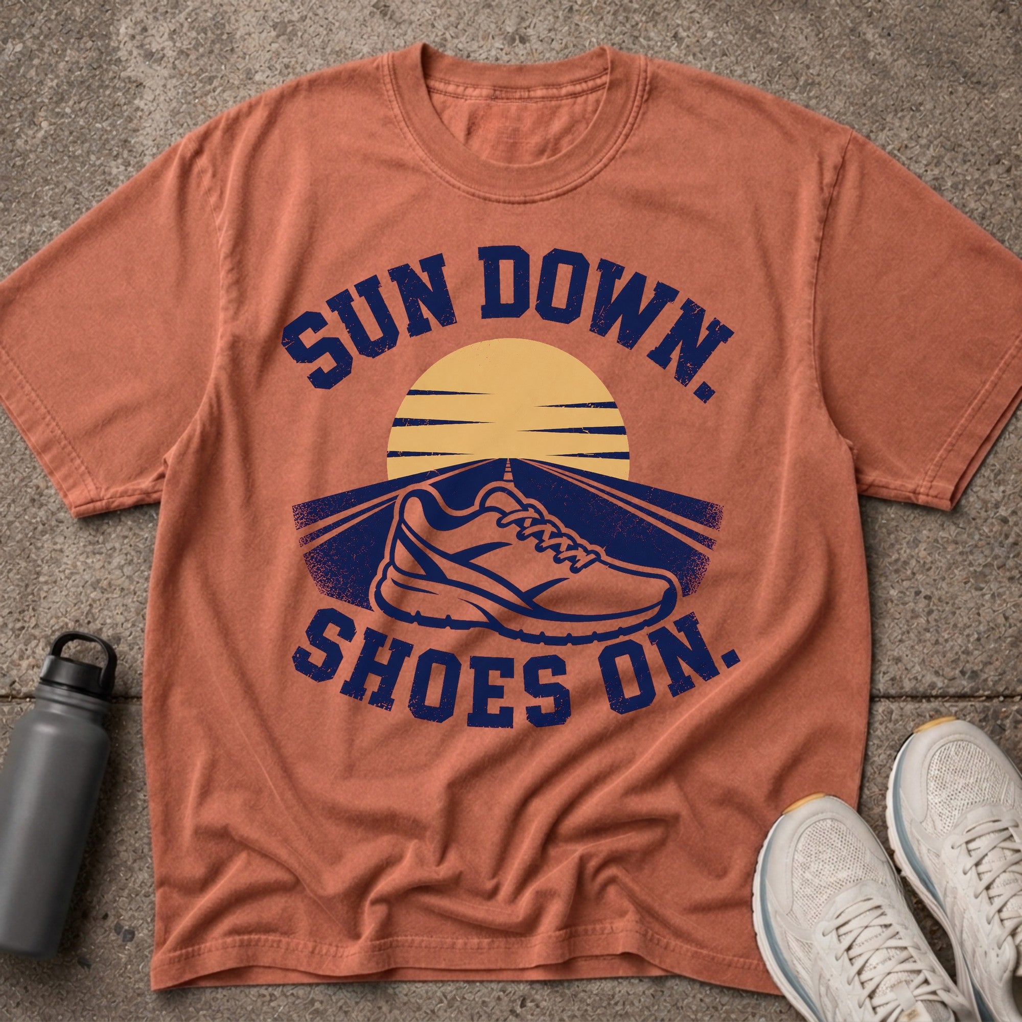 Sun Down Shoes On T-Shirt