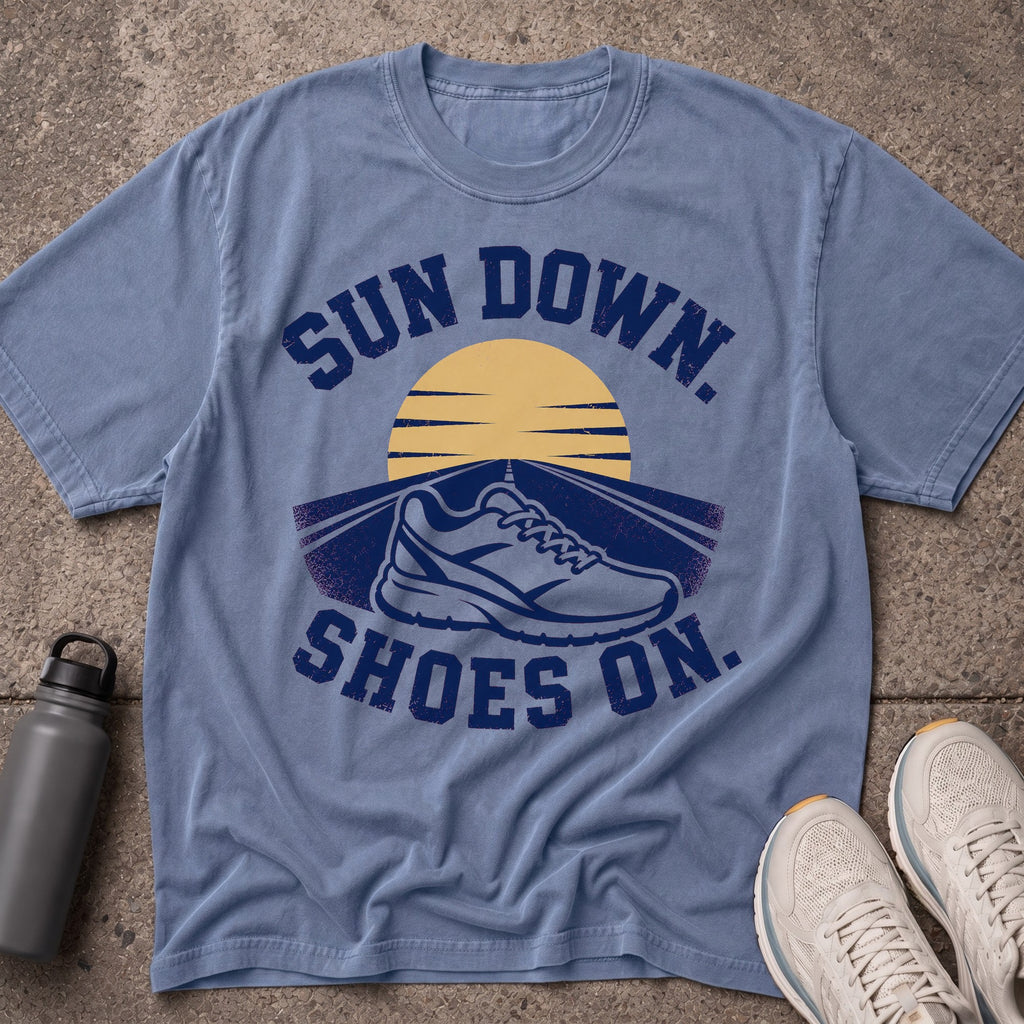 Sun Down Shoes On T-Shirt