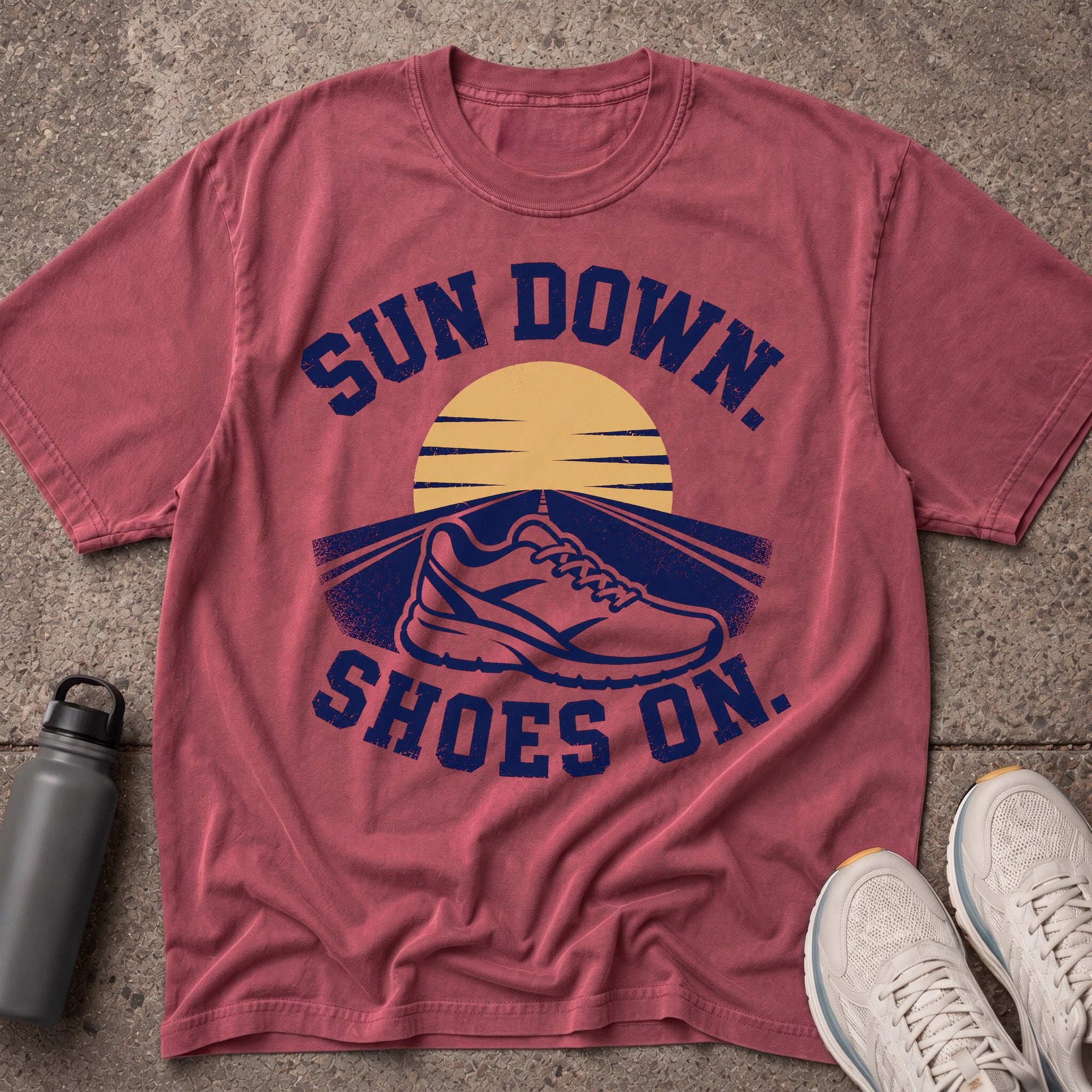 Sun Down Shoes On T-Shirt